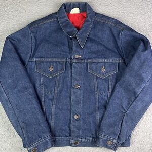 Vintage Red Quilt Lined Dark Denim Work Jacket Western Coat Unbranded